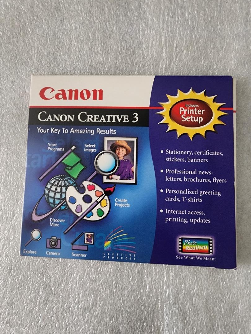 Canon Creative 3 Printer Setup & Design Software Jewel Case 2 Disc Set Vtg PC