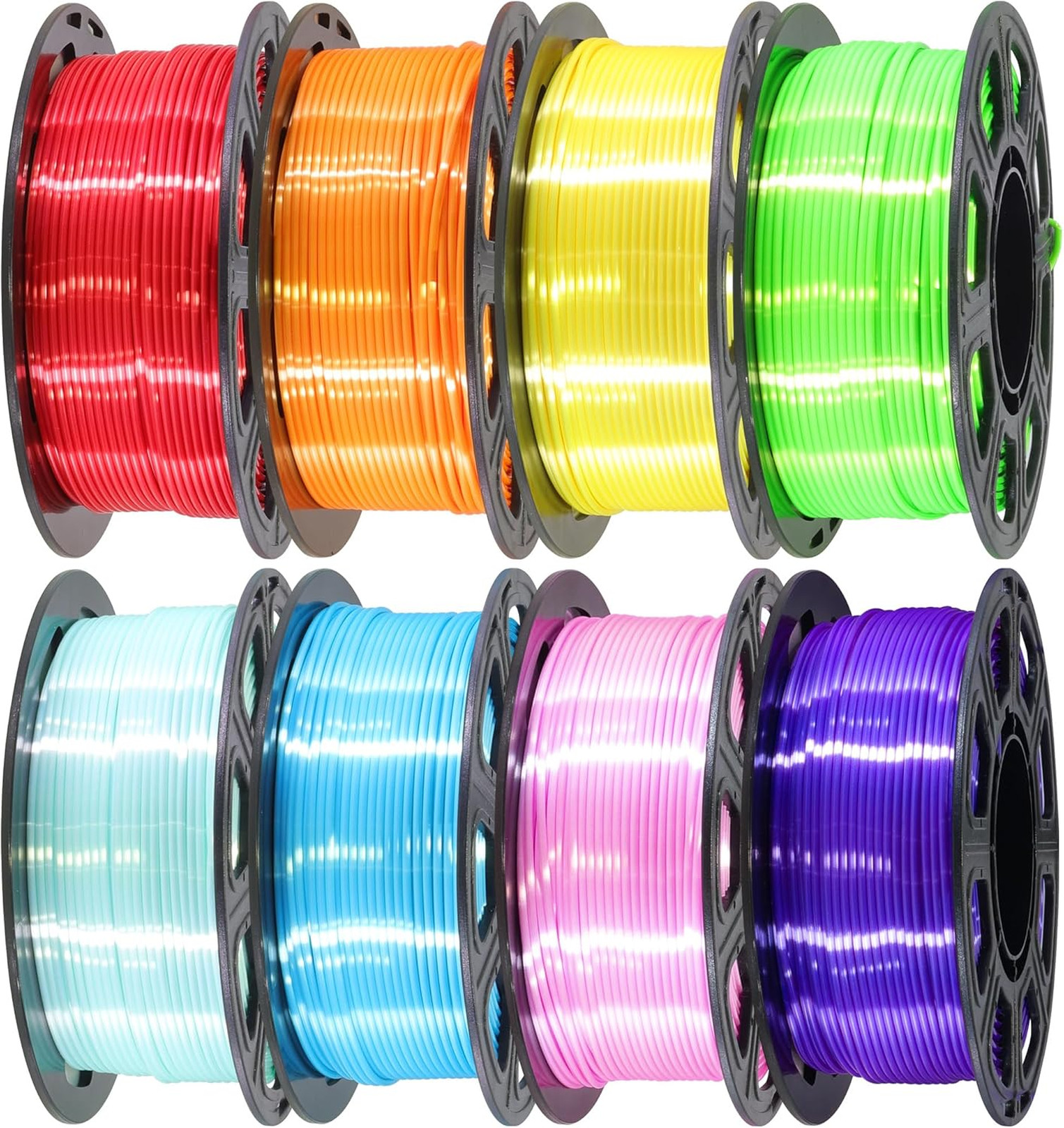 Silk Shiny PLA 3D Printer Filament Bundle 8 Colors 250g Each 2kg Total for 3D