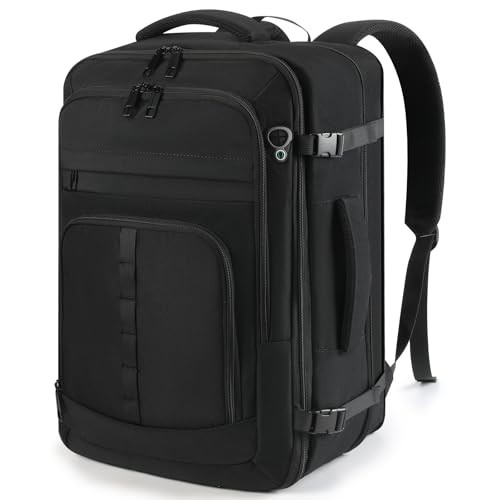 Travel Backpack,Carry on Backpack Expandable 40-50L with USB Cable Black