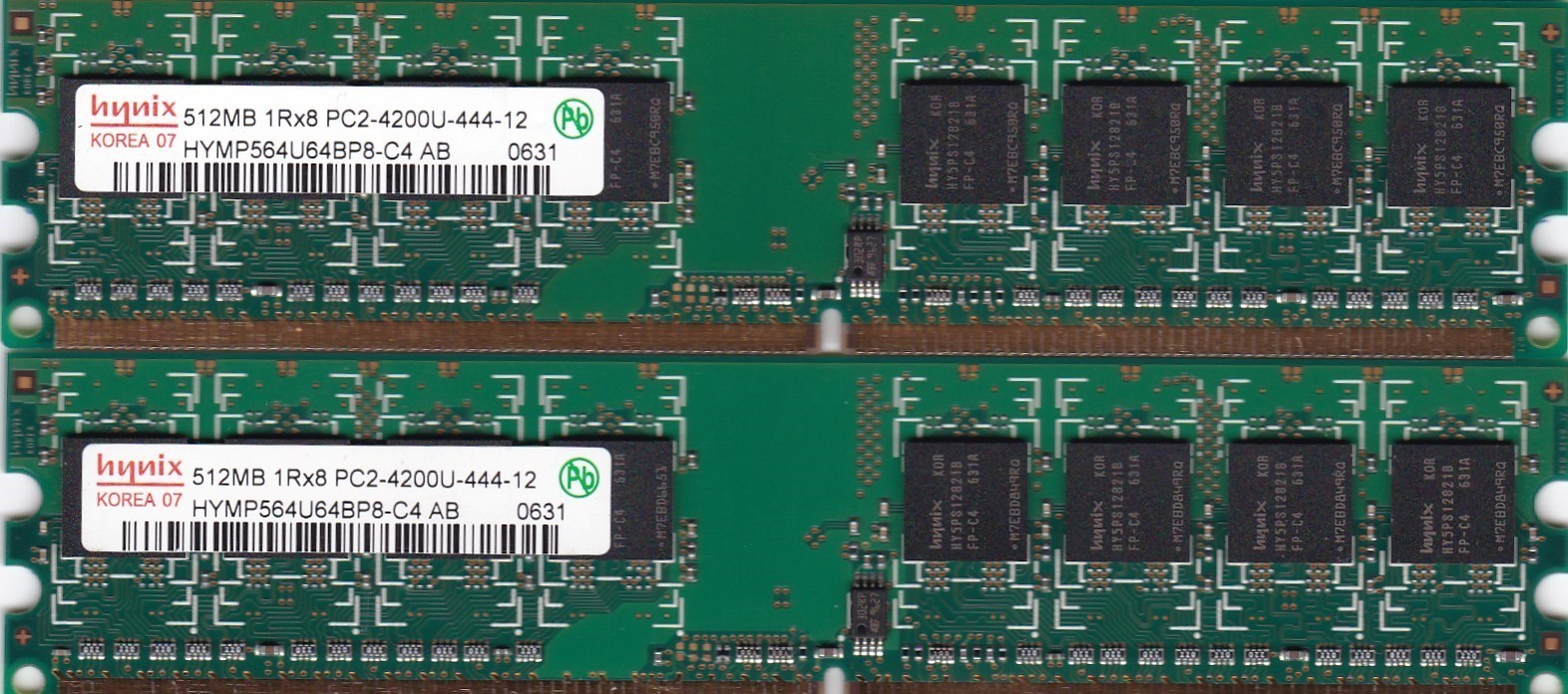 1GB 2x512MB PC2-4200 HYNIX DDR2-533 HYMP564U64BP8-C4 AB Desktop Ram Memory Kit