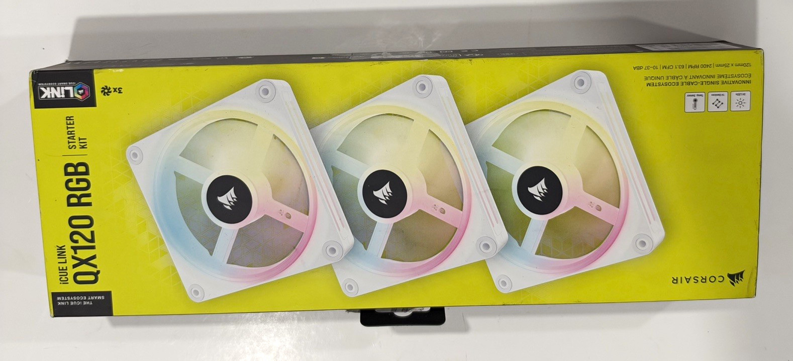 Corsair iCUE LINK QX120 RGB White 3x 120mm PWM Magnetic Bearing Fan