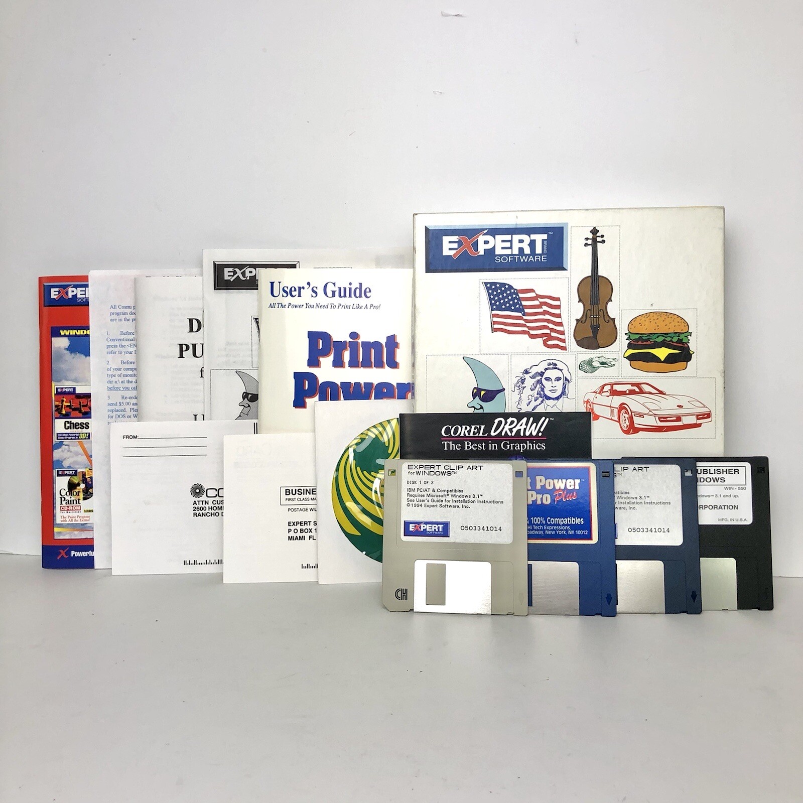 Expert Software CLIP ART for Windows on 3.5" Floppy Disks & CD w Manuals Inserts