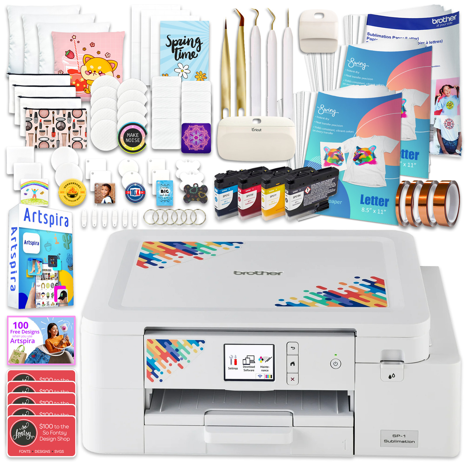 Brother SP-1 Sublimation Printer Deluxe Bundle with 310 Transfer Sheets