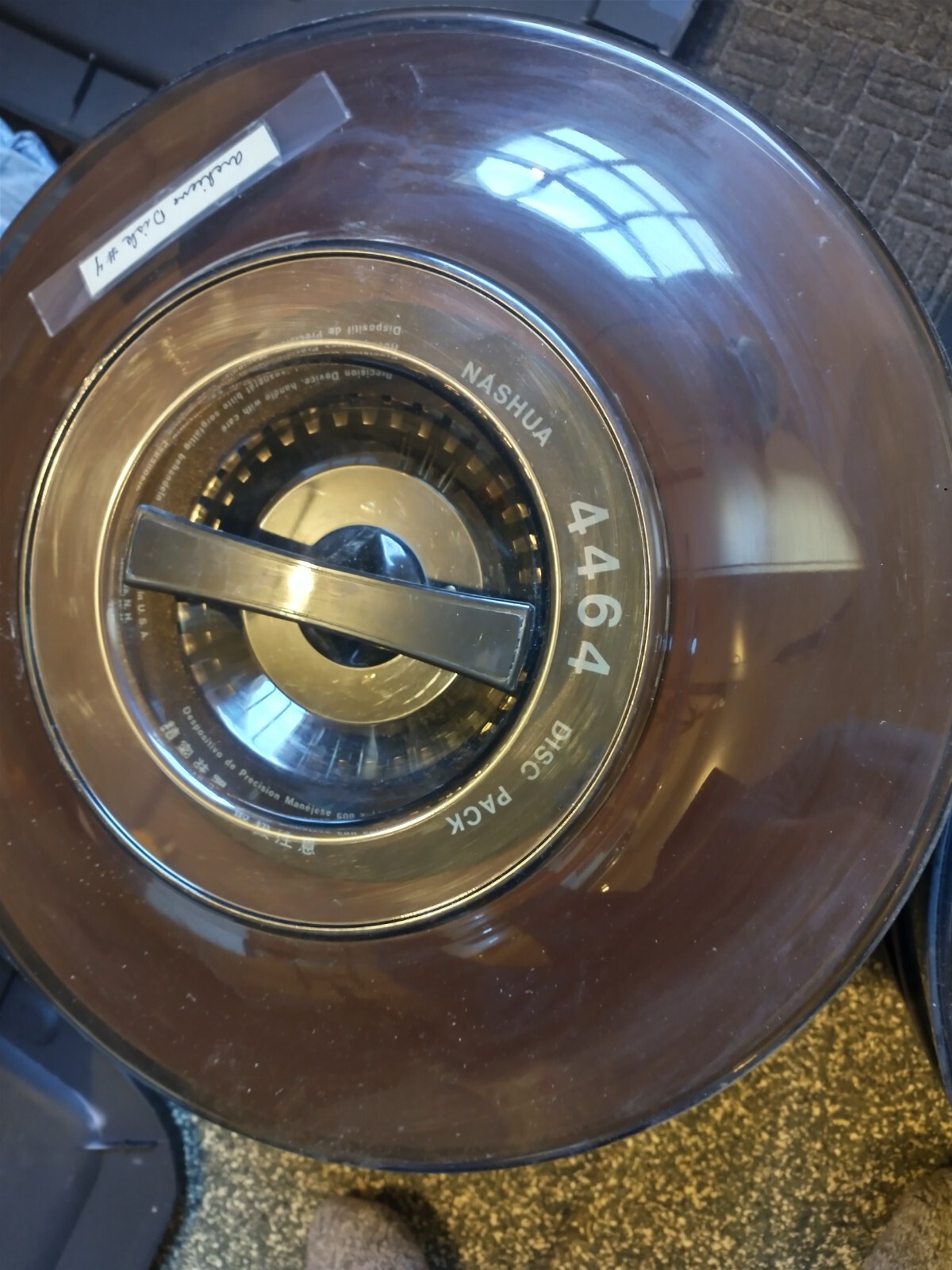 Vintage 80s Nashua 4464 Disk Pack, 80Mb, 14". The pack has 5 platters