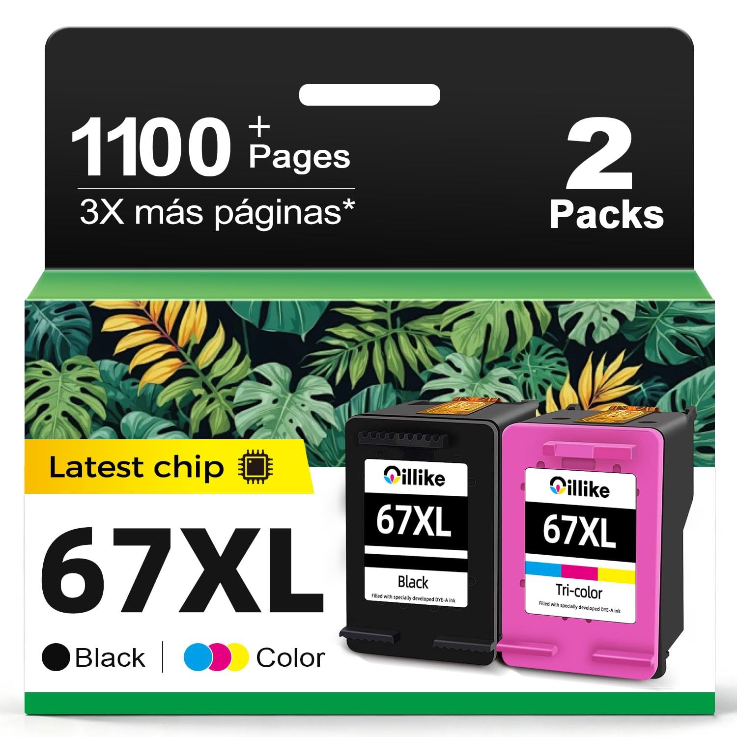 Black/Color Combo Pack Replacement for HP 67 XL DeskJet 2827e 2855e 4227e