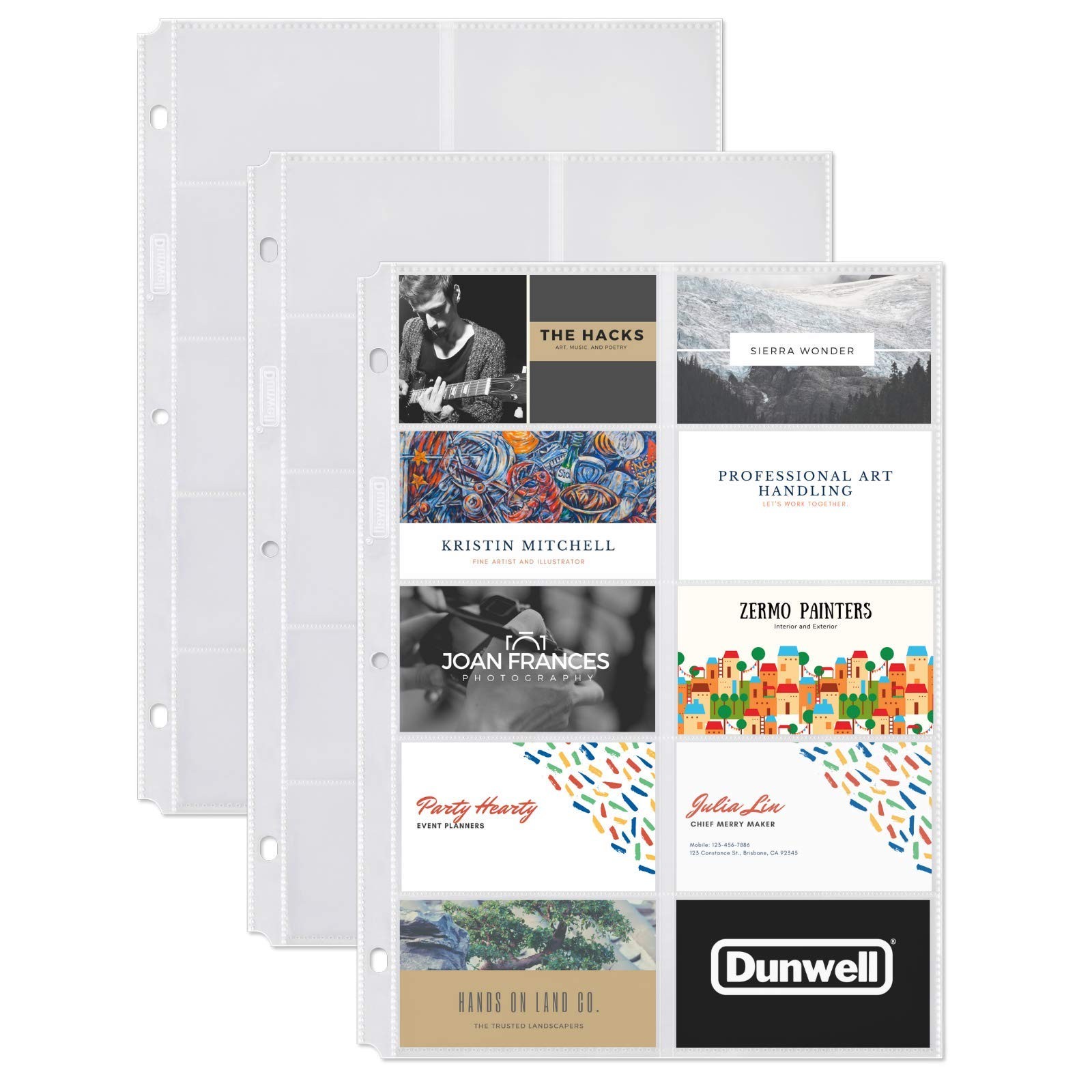 Business Card Holder Sleeves 25 Pack 8.25x11.25 Clear Binder PTTRBizCd10 Dunwell