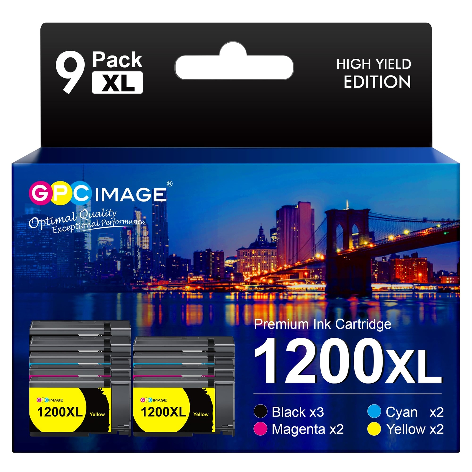 GPC Image 9 Pack Compatible Ink Cartridges for 1200XL Printers Black Color