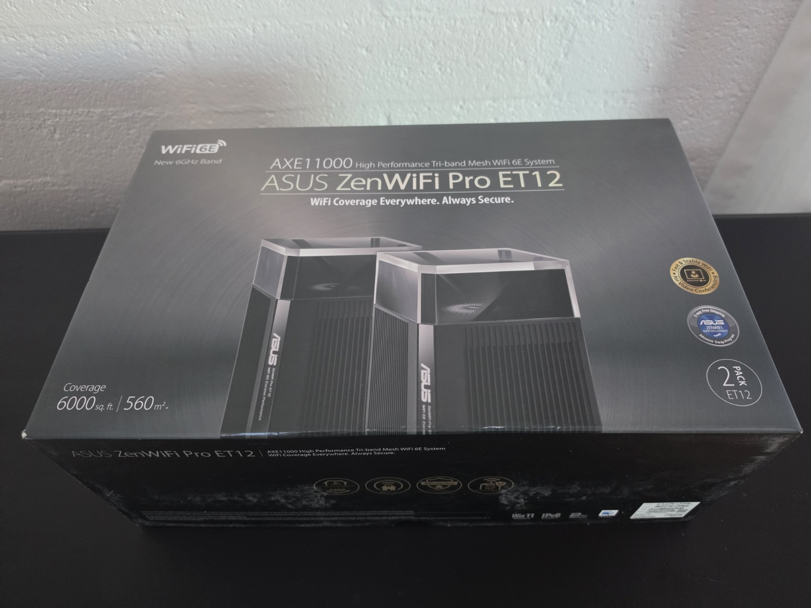 ASUS ZenWiFi Pro ET12 AXE11000 Tri-Band WiFi 6E AiMesh System Router (2-pack)
