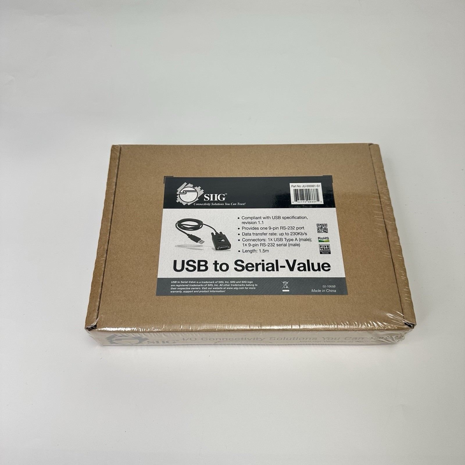 NEW Sealed SIIG USB to Serial Adapter – RS-232 9-Pin DB9 JU-000061-S1