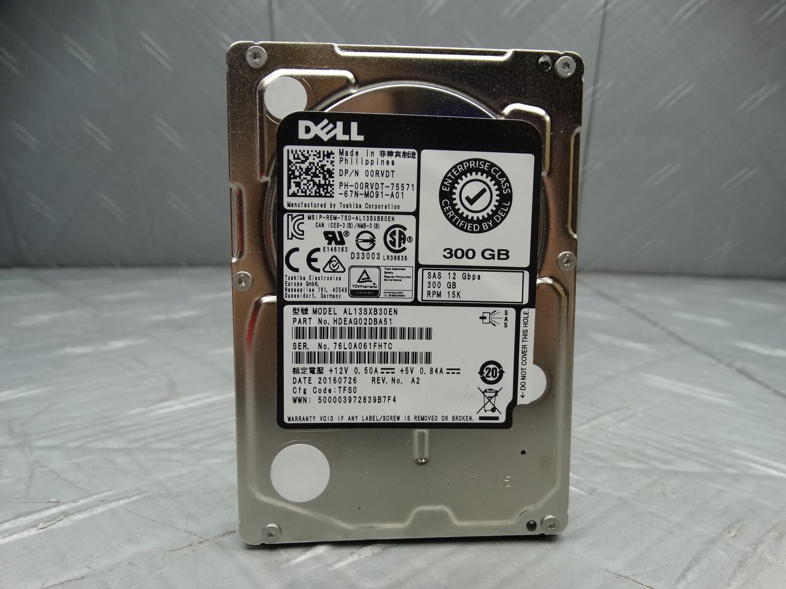 Dell 300GB 12G SAS 15K 2.5" 0RVDT 00RVDT HDD Hard Drive