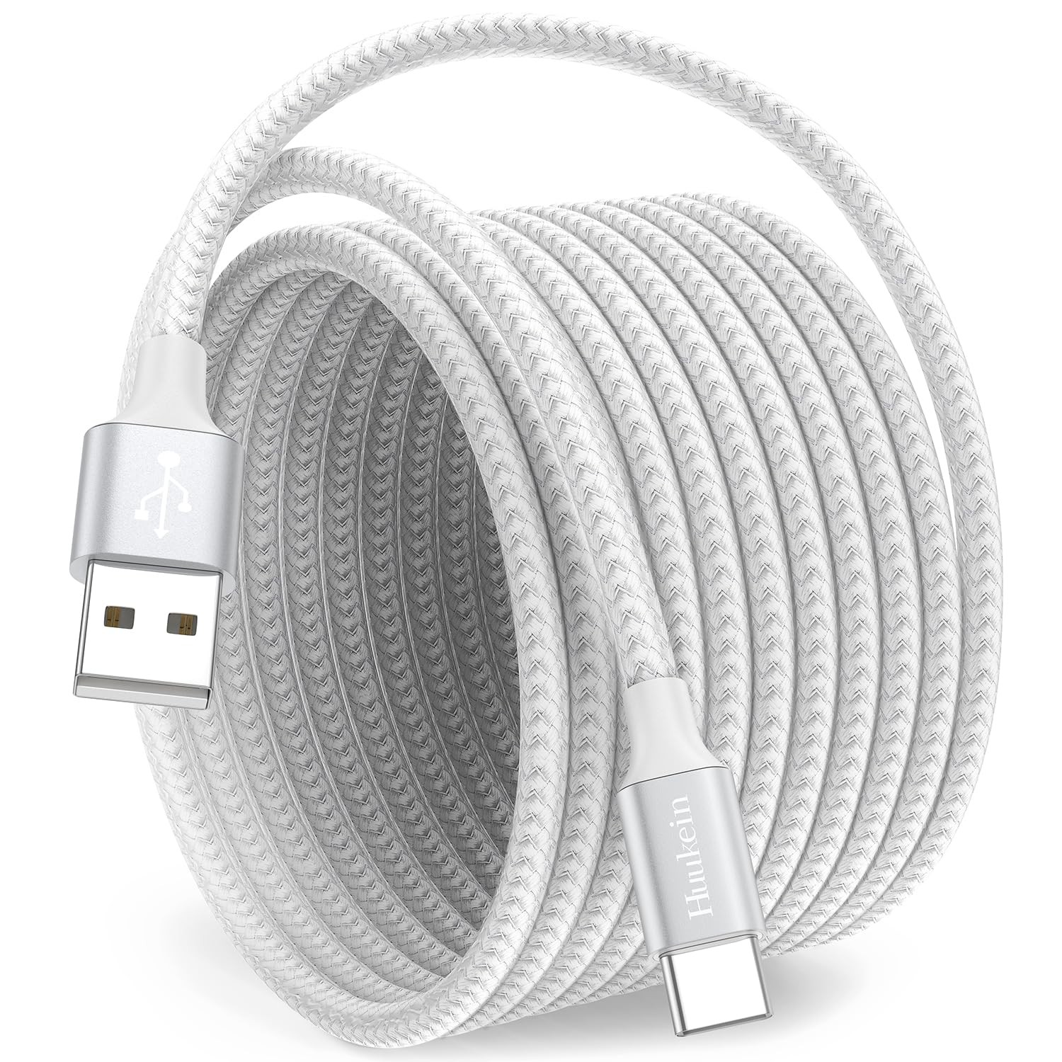 Huukein White USB A to C Cable 15ft, Extra Long C 
