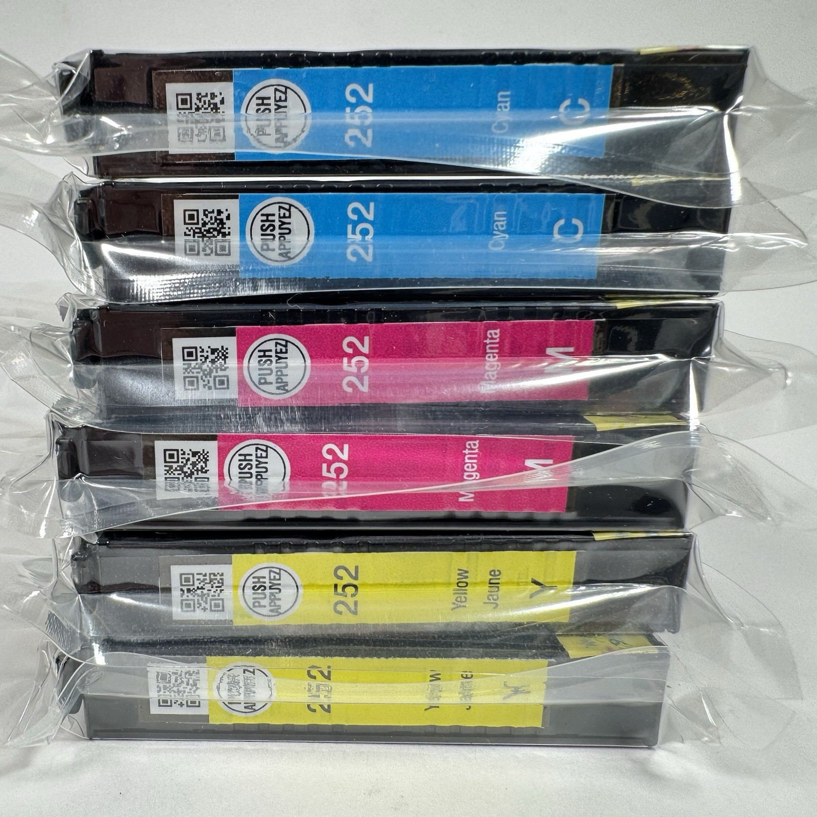 Genuine Epson 252 Ink Lot 6 Cyan Magenta Yellow Sealed Cartridges No Box