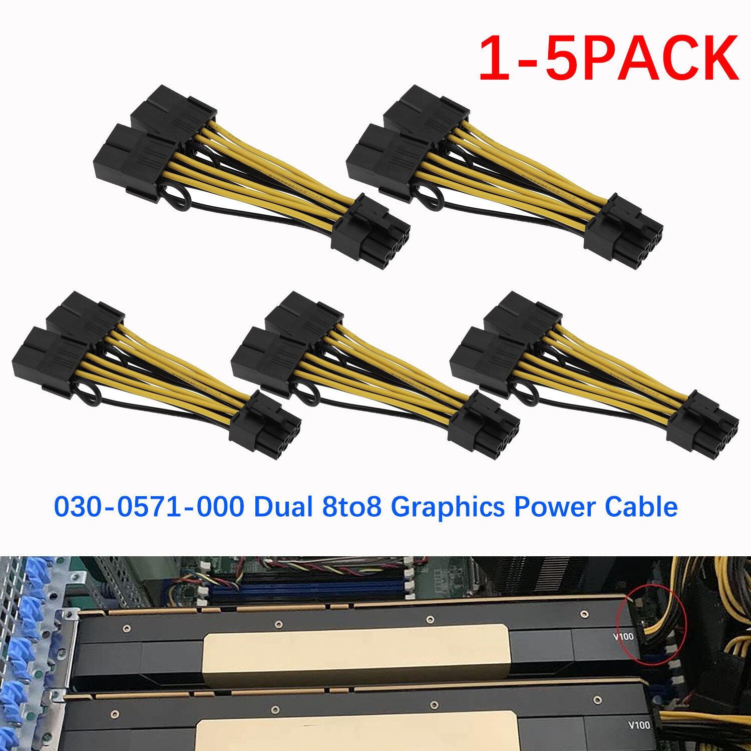 1-5PACK 030-0571-000 Dual 8to8 Graphics Power Cable for Tesla K80 M60 M40 P100