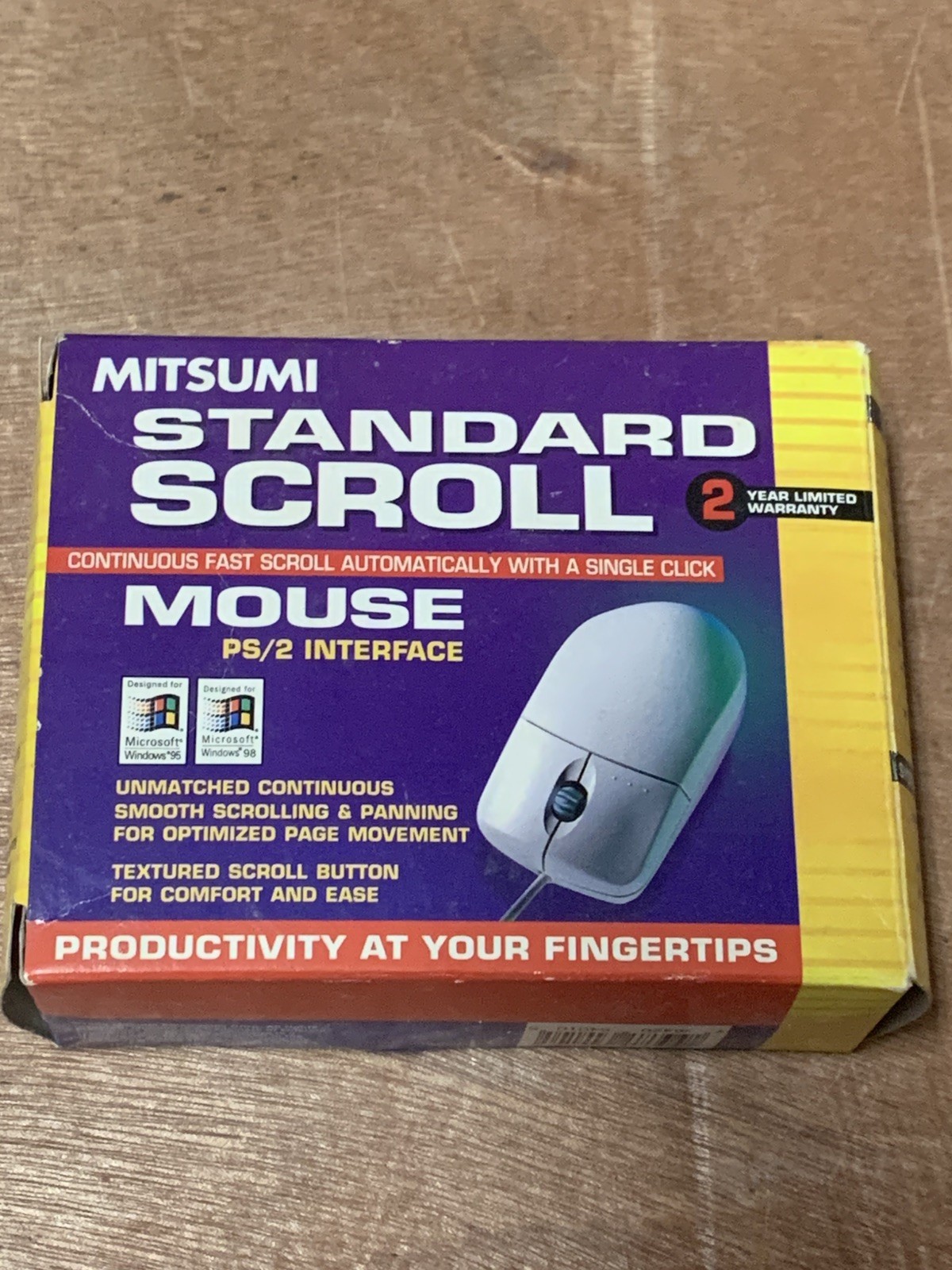 Mitsumi ECM-S5002 Scroll Mouse PS/2 Vintage Retro PC Wired Ball Mouse 