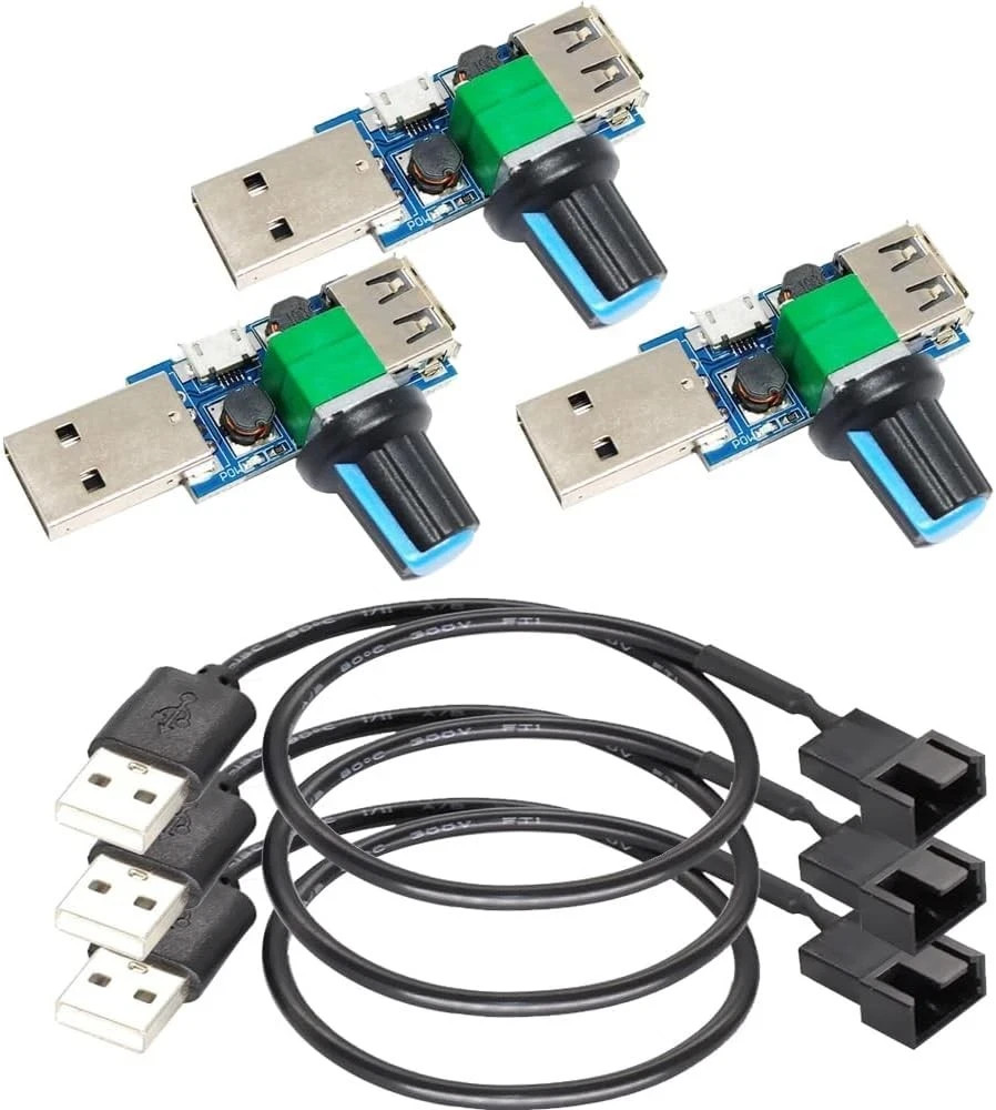 3pcs USB to 3pin/4pin PWM 5V Sleeve Fan Power Adapter Cable with Fan...