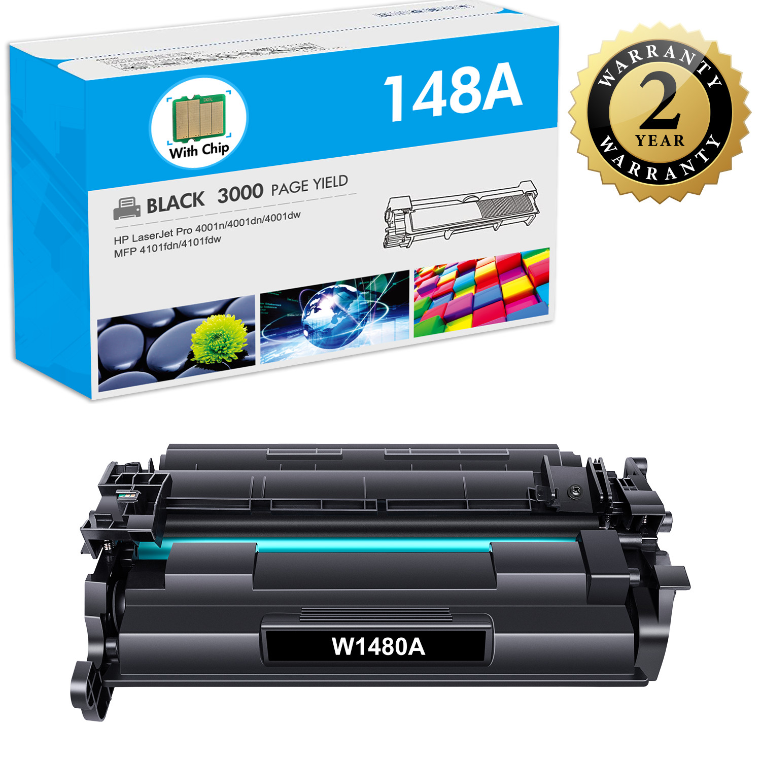 148A High Yield Toner 1 Pack w/ Chip 3000 Pages Compatible HP W1480A 4001 4101