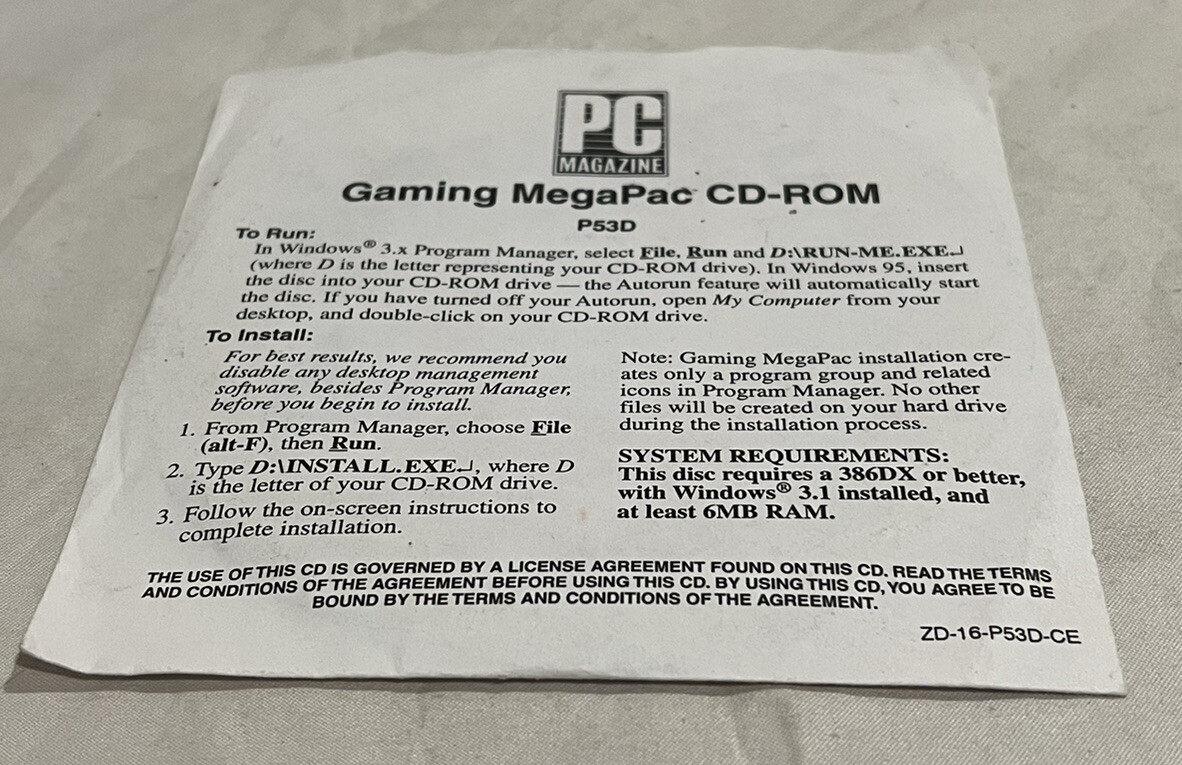 Gaming Megapac PC Magazine CD-ROM In Original Sleeve