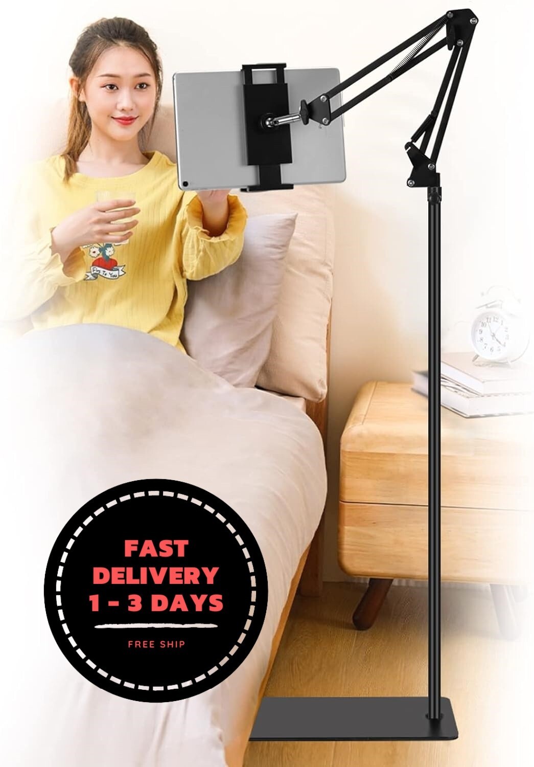Soporte de suelo para tableta/teléfono giratorio de 360 grados de metal