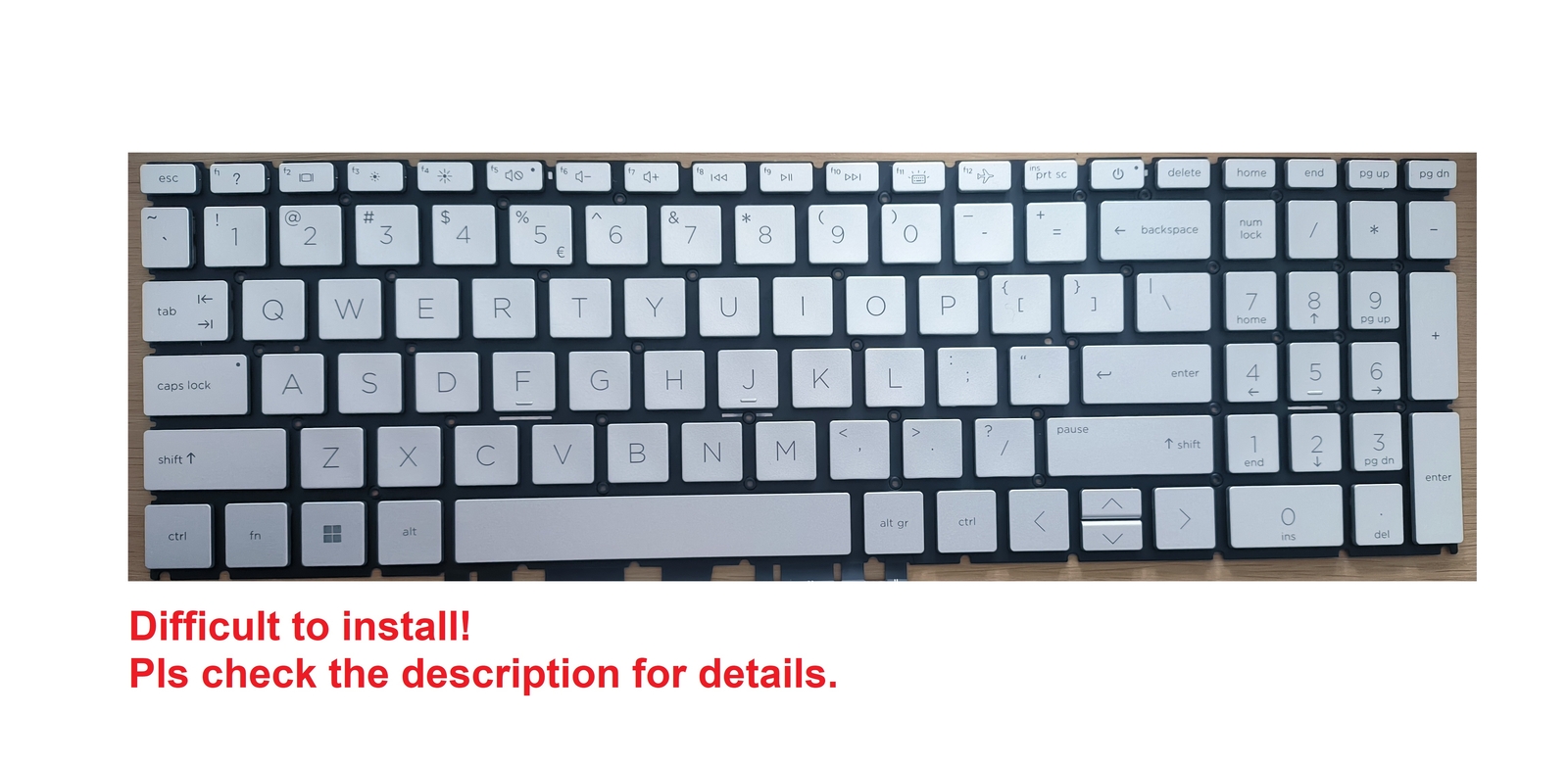 Original US Silver Backlit Keyboard for HP Pavilion 15-eg0027od