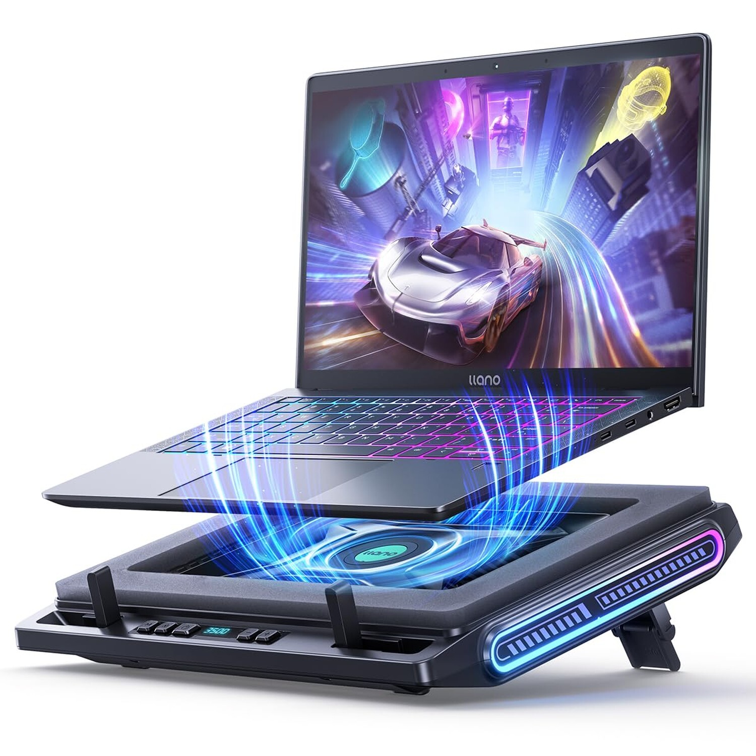llano V10 Gaming Laptop Cooler, RGB Laptop Cooling Pad Stand with Powerful 4....