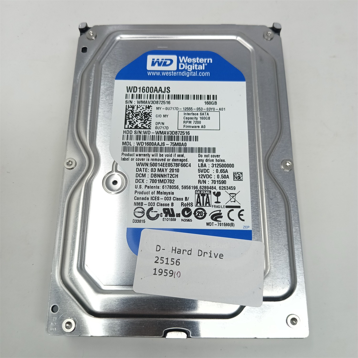 Western Digital WD1600AAJS-75M0A0 160GB 3.5" SATA III HDD - Tested