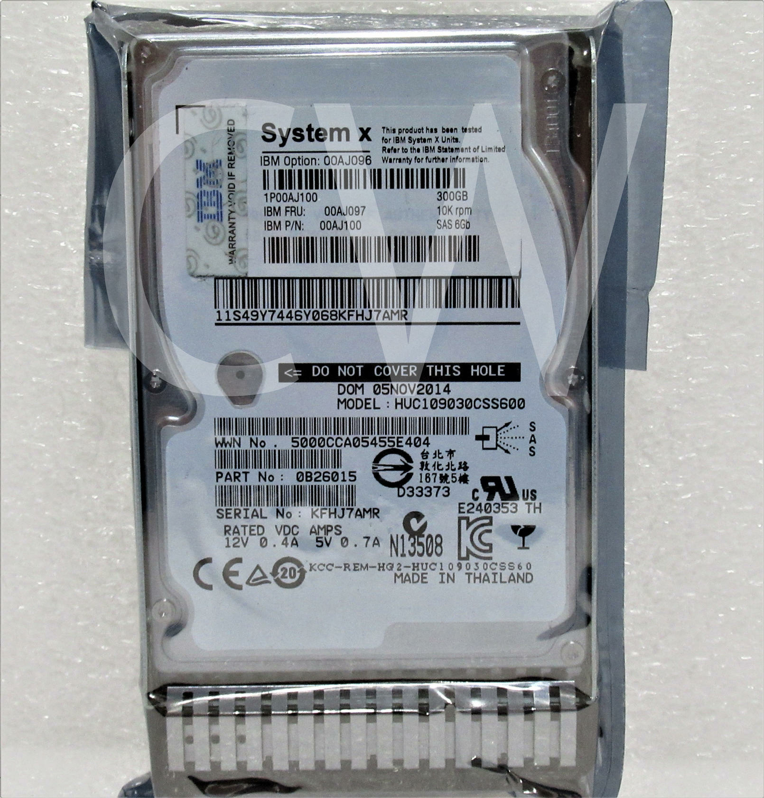 00AJ097 00AJ096 00AJ100 IBM 300GB 10K RPM 6Gb/s 2.5" SAS Server HDD Hard Drive