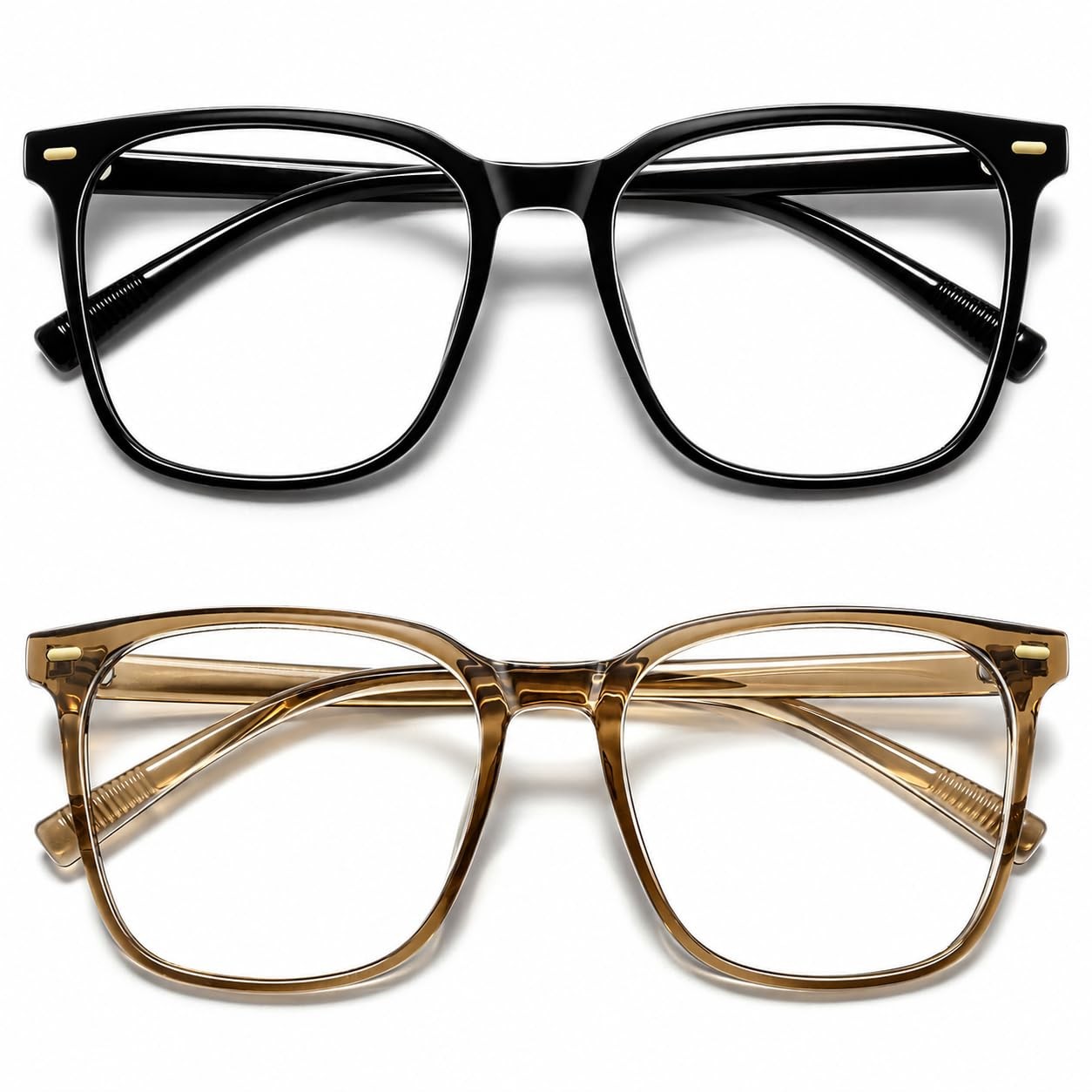 Oversized Blue Light Blocking Glasses for Men and Women, 2 Pack