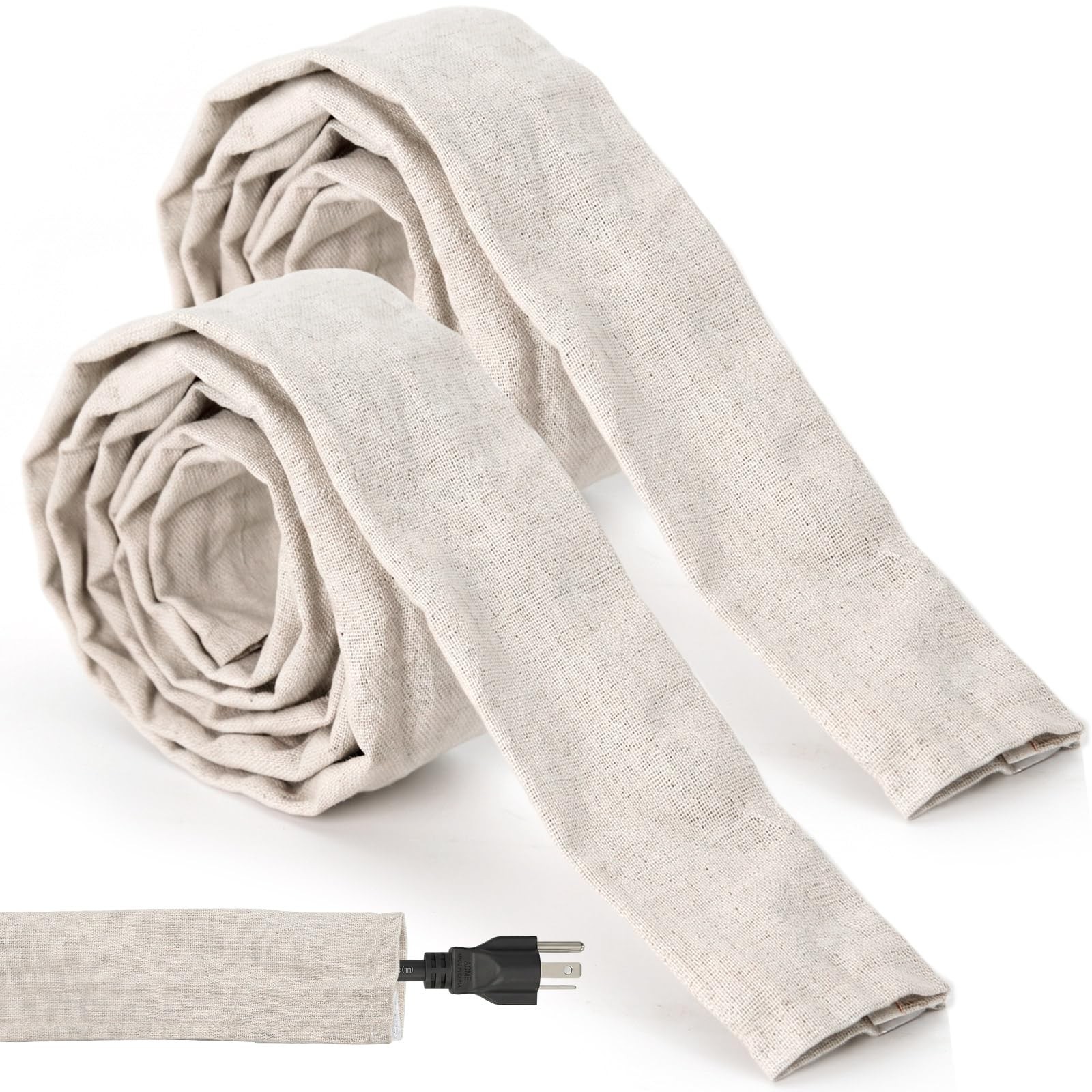 2-Pack 6FT Linen Fabric Cord Covers for Chandelier Chains & Wires