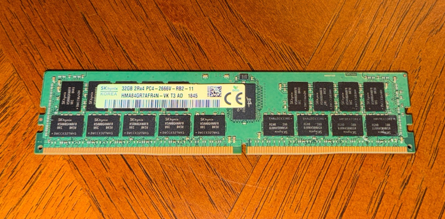 SK Hynix 32GB DDR4-2666V ECC RDIMM 2Rx4 PC4 HMA84GR7AFR4N-VK T3 AD 1845