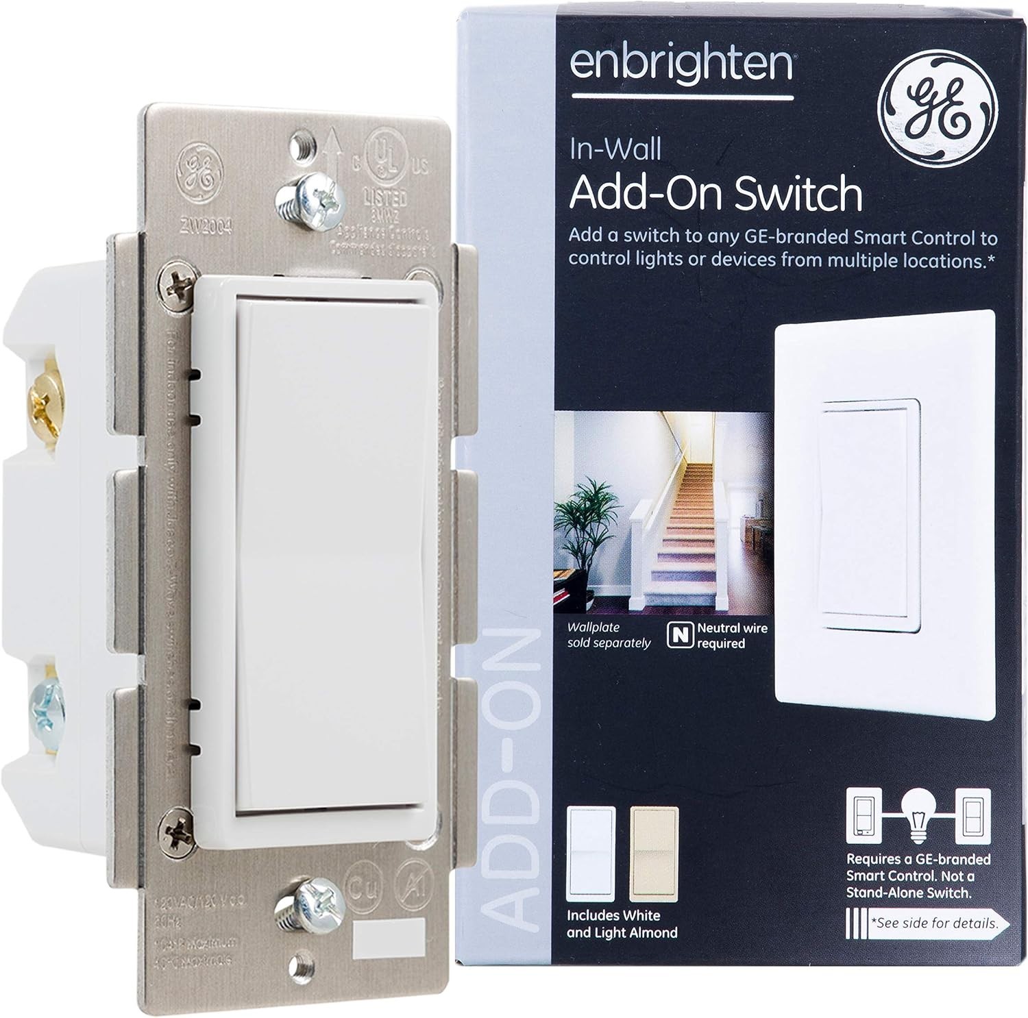 GE Z-Wave In-Wall Add-On Smart Switch #12723 Sealed New