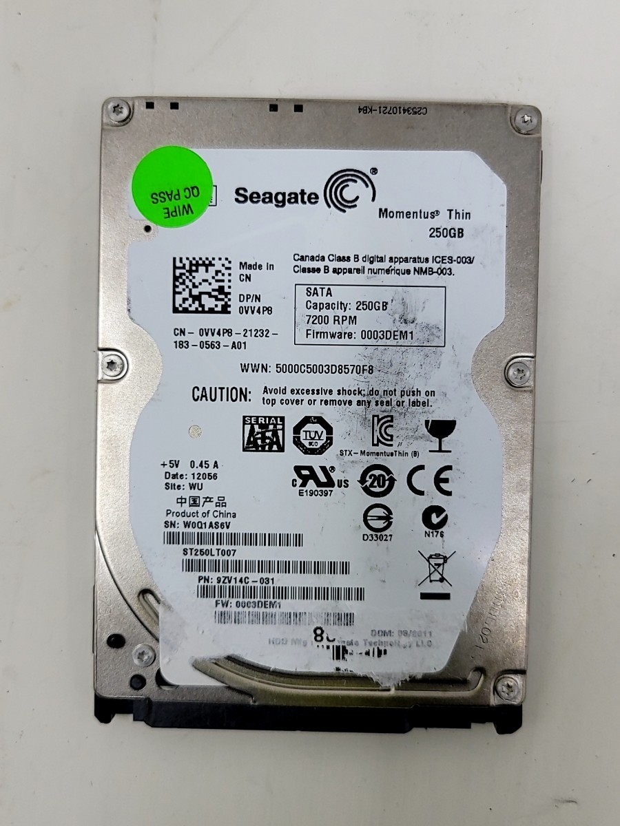 SEAGATE ST250LT007 9ZV14C-031 Hard Drive SATA 2.5" 250GB