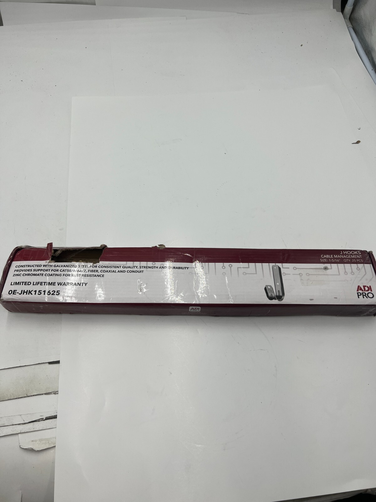 (Box of 25) ADI PRO Cable Management 1-5/16" J Hook 0E-JHK151625 Galvanized