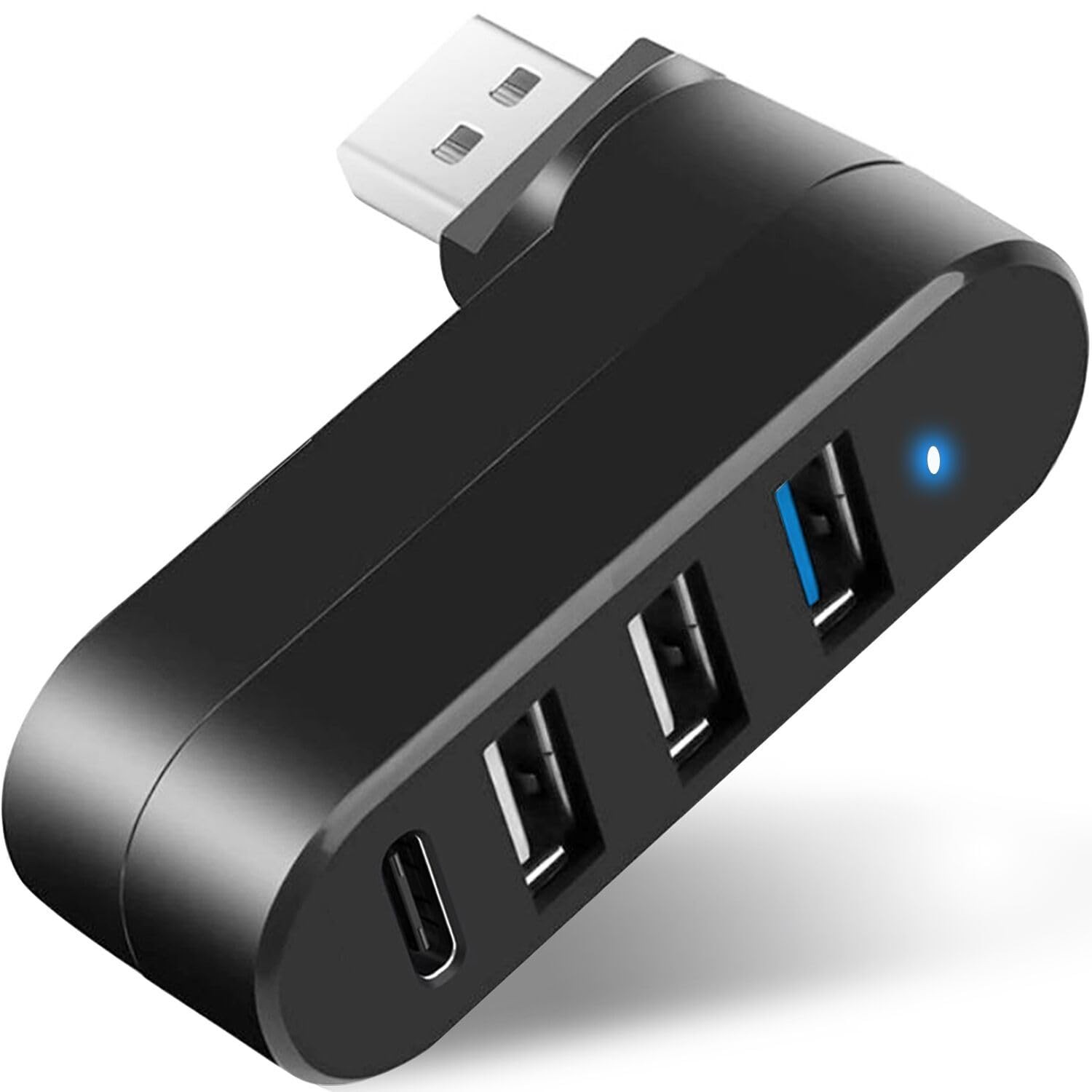 VIENON 4-Port USB 3.0 Hub [90°/180° Degree Rotatable], 4-Port, Black