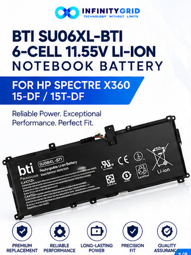 NEW BTI SU06XL-BTI Battery for HP Spectre x360 15-DF 15T-DF 11.55V 6-Cell