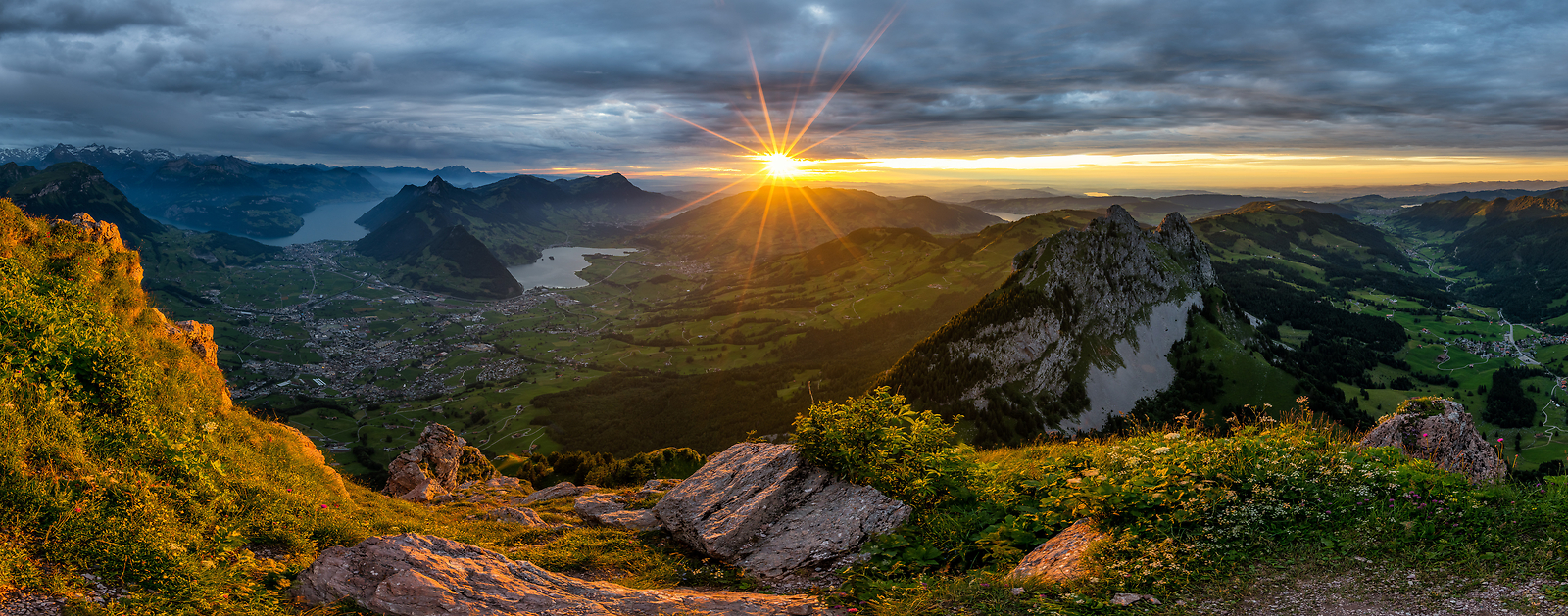 Landscape nature sunrise sunset mountains alps swiss Custom Gaming Mat Desk
