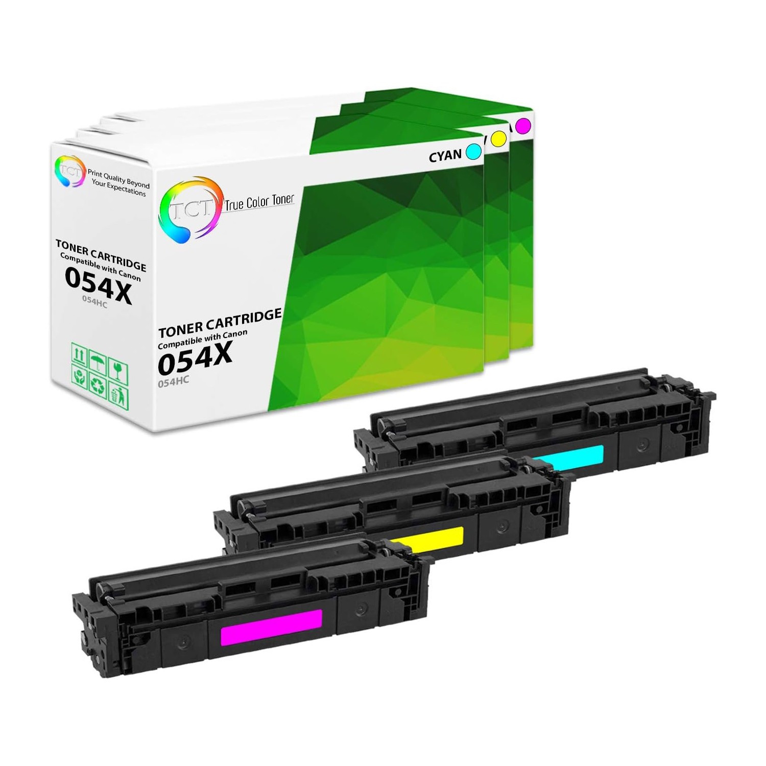 3PK TCT Premium 054H 054HC 054HM 054HY Compatible Toner Cartridge For Canon