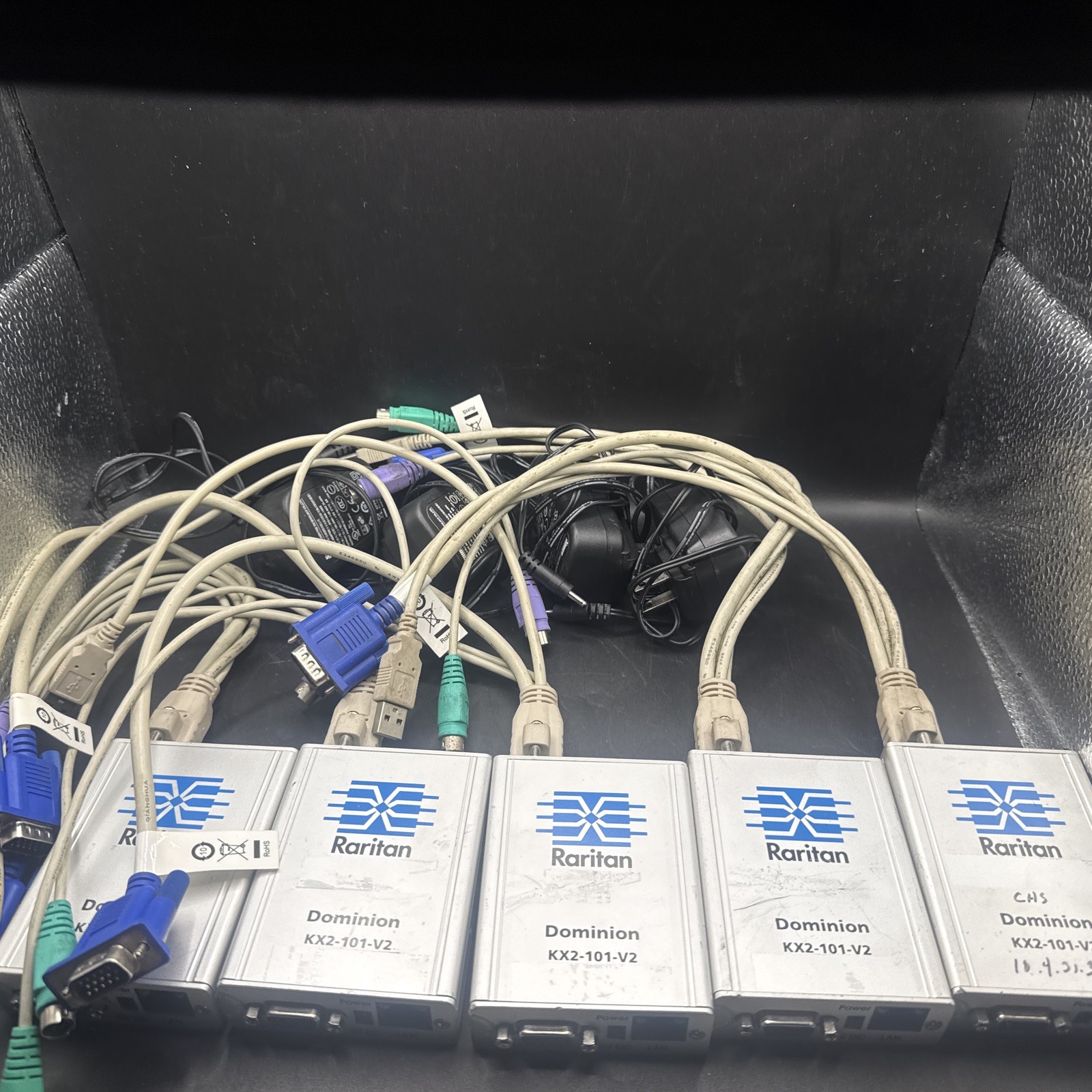 Lot Of 5 Raritan Dominion KX2-101-V2 KVM-over-IP Switch Single Port + Cables