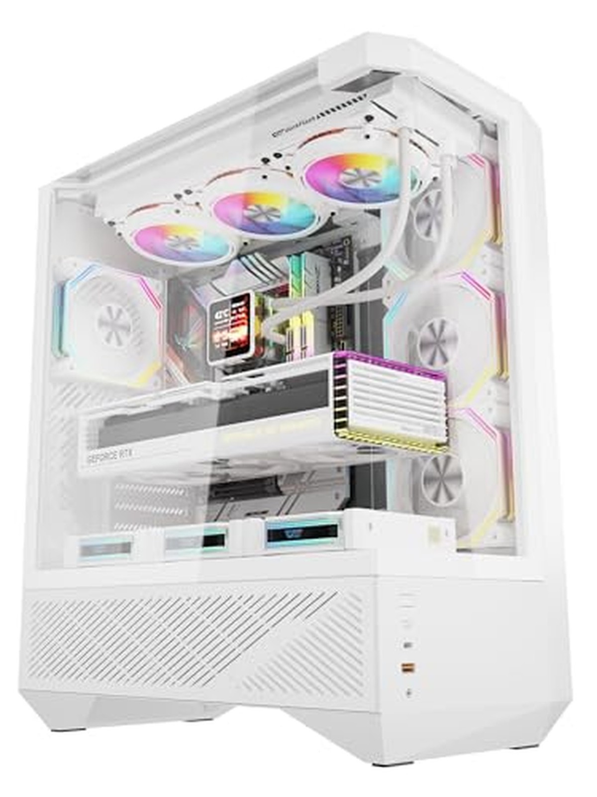 darkFlash DY460 ATX Full Tower PC Case, 4 ARGB Fans, High Airflow,White White