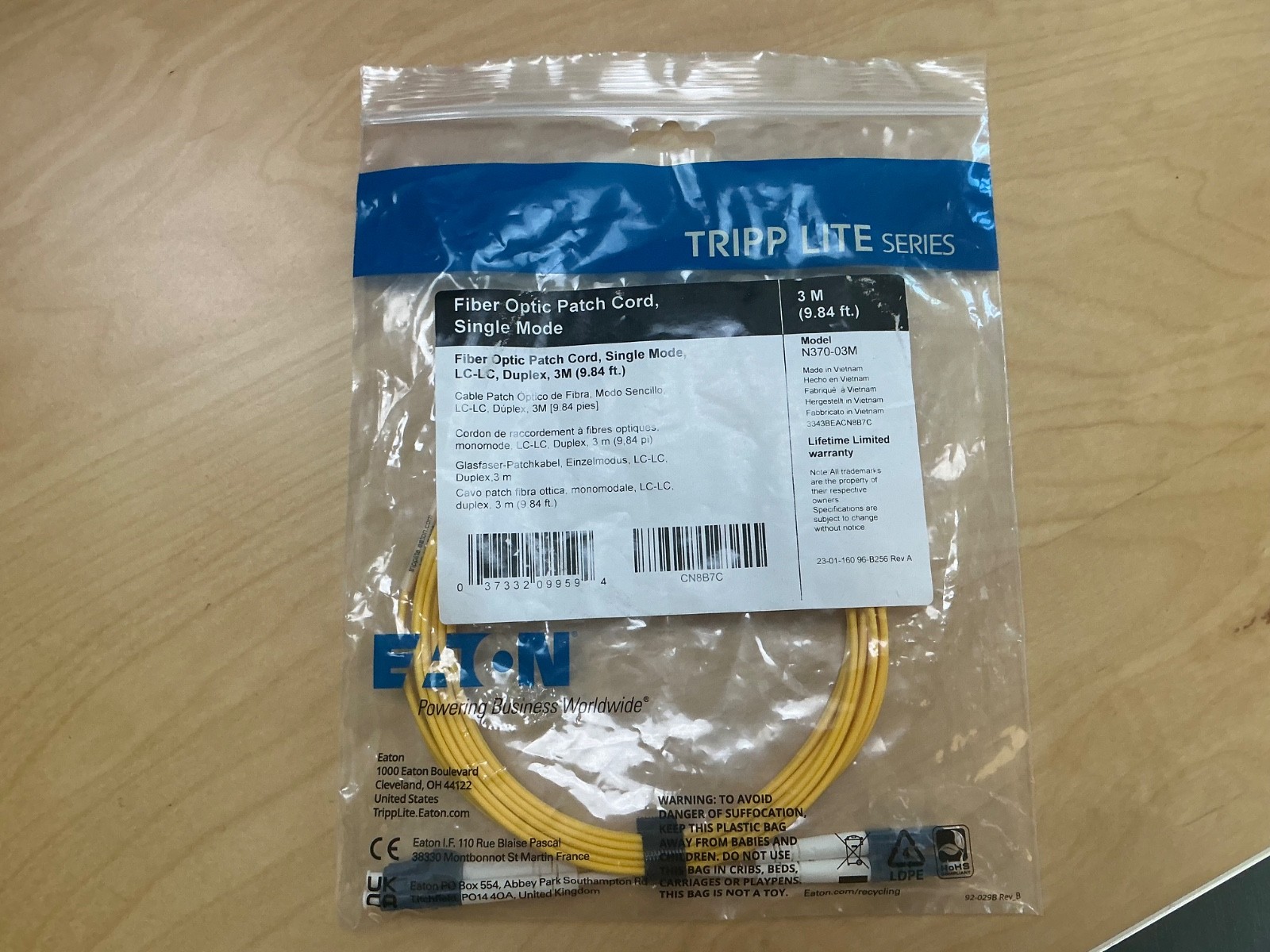 Tripp Lite 3M Duplex Singlemode 9/125 Fiber Optic Patch Cable LC/LC 10' 10ft 3