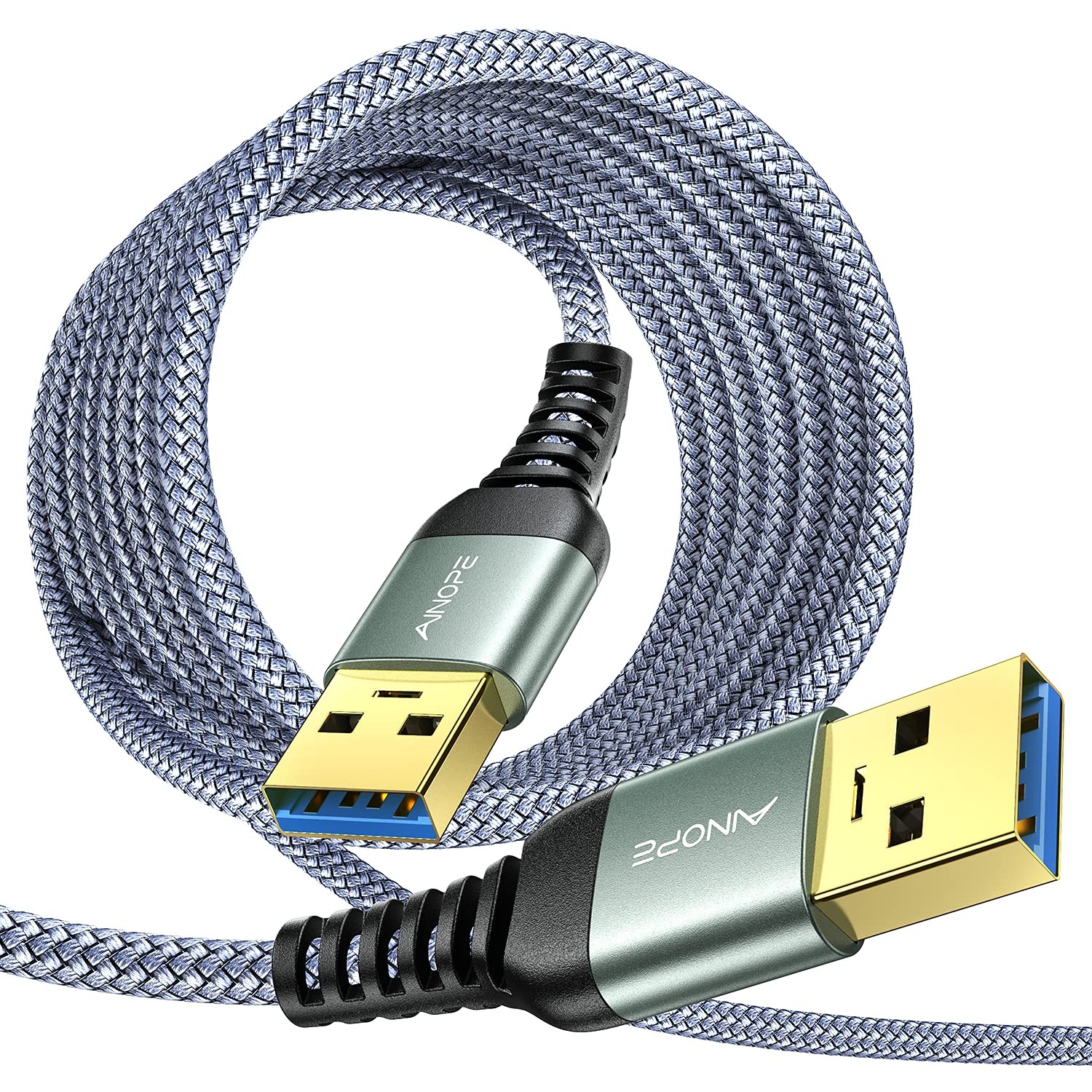 AINOPE USB to Cable, 10FT*1Pack 3.0 A A Male 10FT, Grey