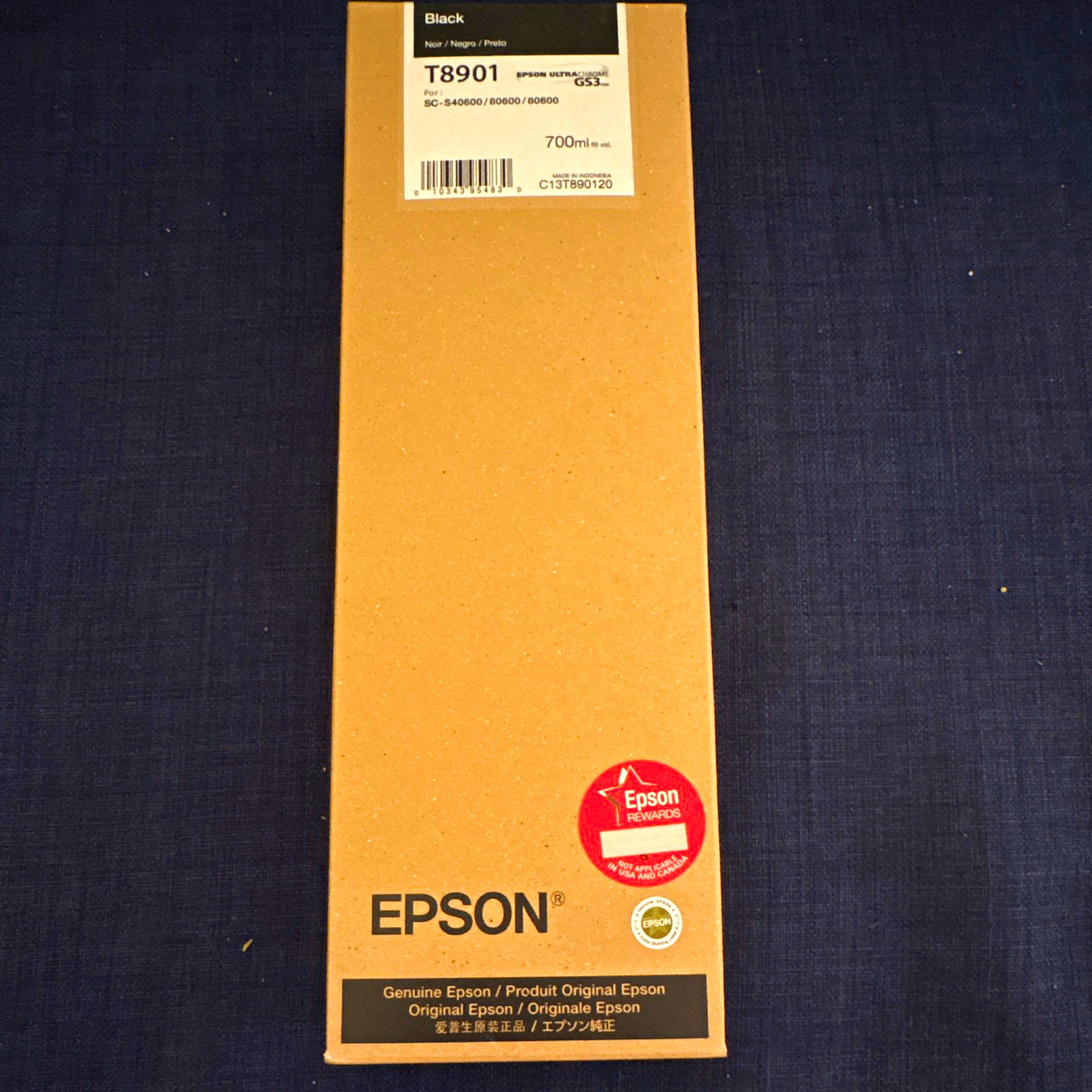 Epson UltraChrome GS3 T8901 Black Genuine Ink Cartridge 700ml C13T890120