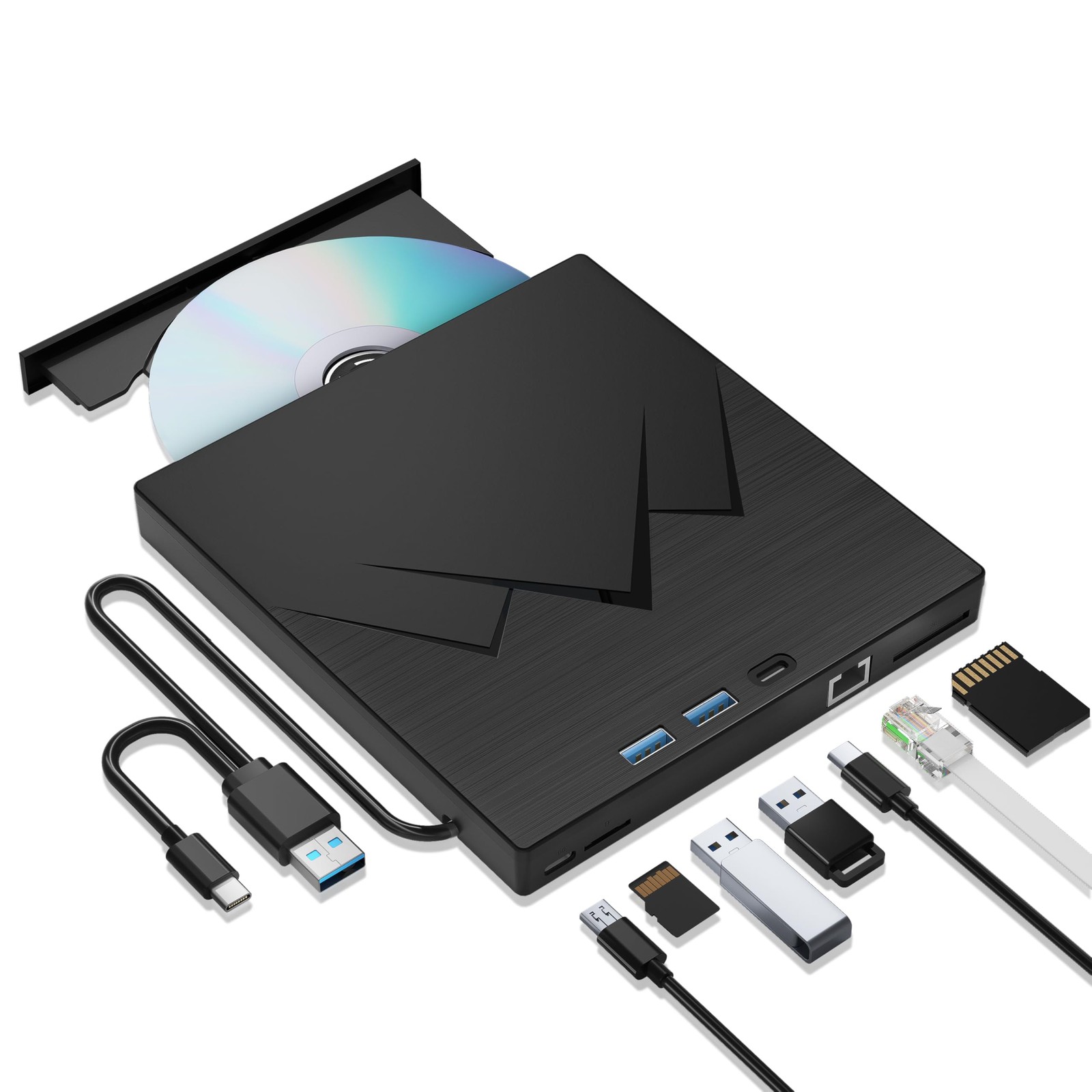 7 in 1 External CD/Drive For Laptop With LAN PORT, Portable Player For Laptop...