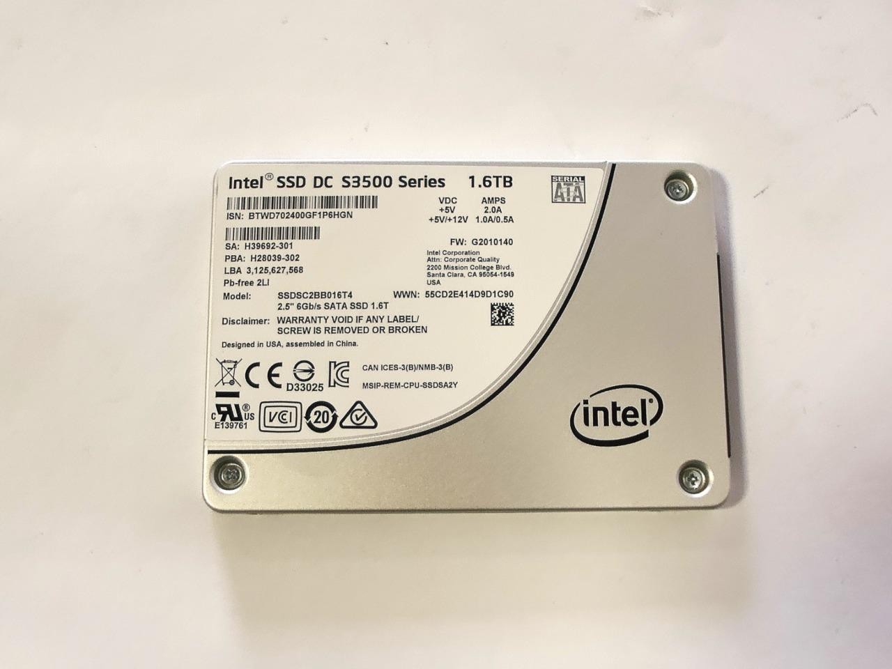 Intel SSD DC S3500 1.6TB 2.5" Internal SATA III 6Gb/s SSDSC2BB016T4