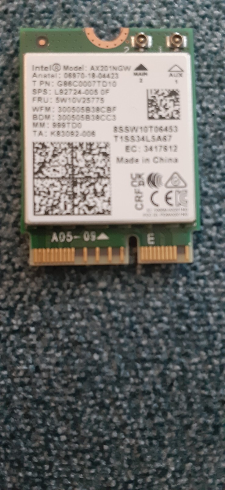 Lenovo IP Flex 3 Chrome 15.6" 15IJL7 OEM Wireless WiFi Card AX201NGW 5W10V25775