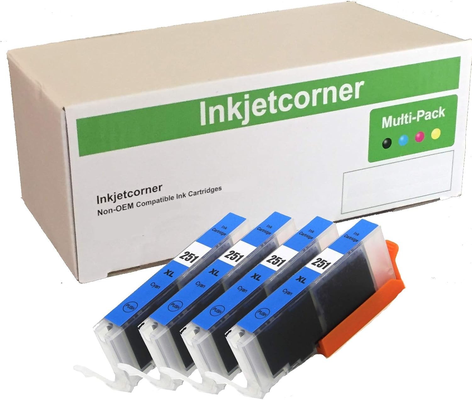 4-Pack of CLI-251XL High-Yield Cyan Ink Cartridges - 500 Page Capacity