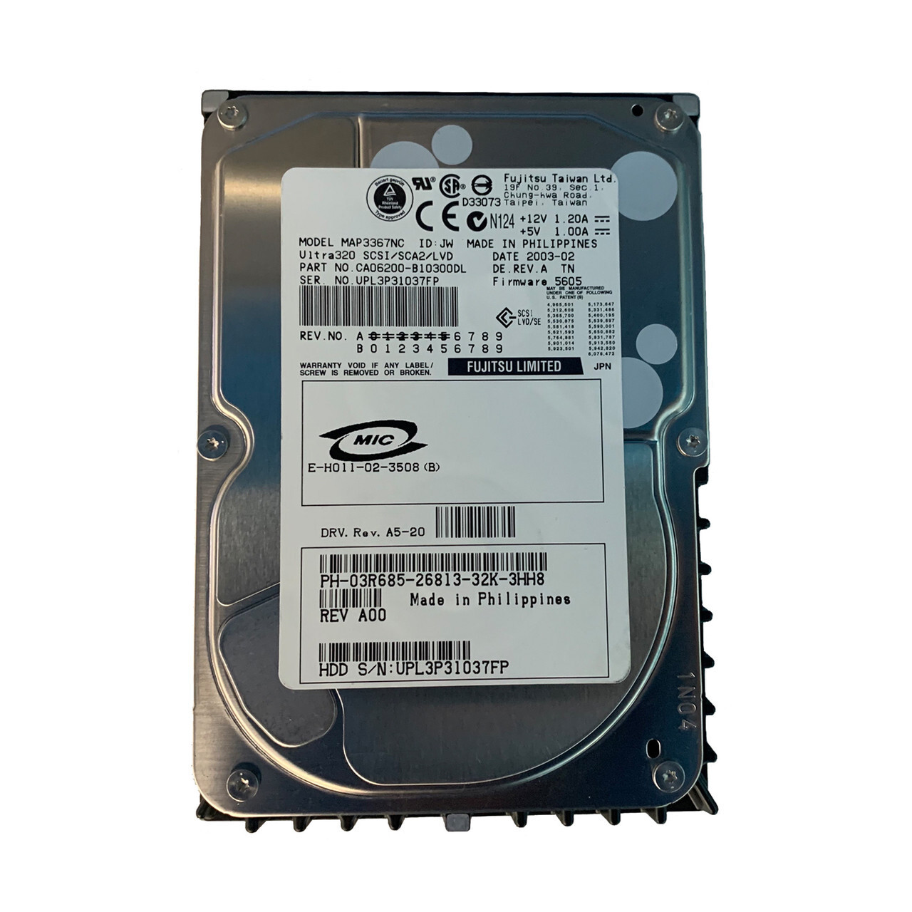 Dell 3R685 36GB U320 10K 80Pin Drive CA06200-B10300DL MAP3367NC