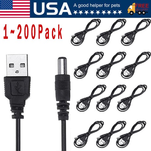 50cm/100cm USB to 5.5mm x 2.1mm Male Coaxial Barrel 5V DC Power Cable Lot