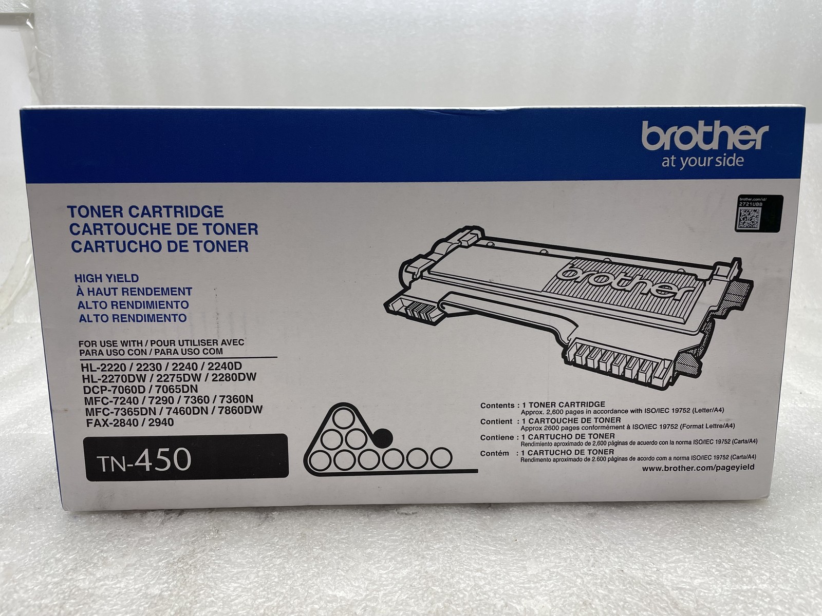 New Genuine OEM Sealed Brother TN-450 High Yield Toner Cartridge