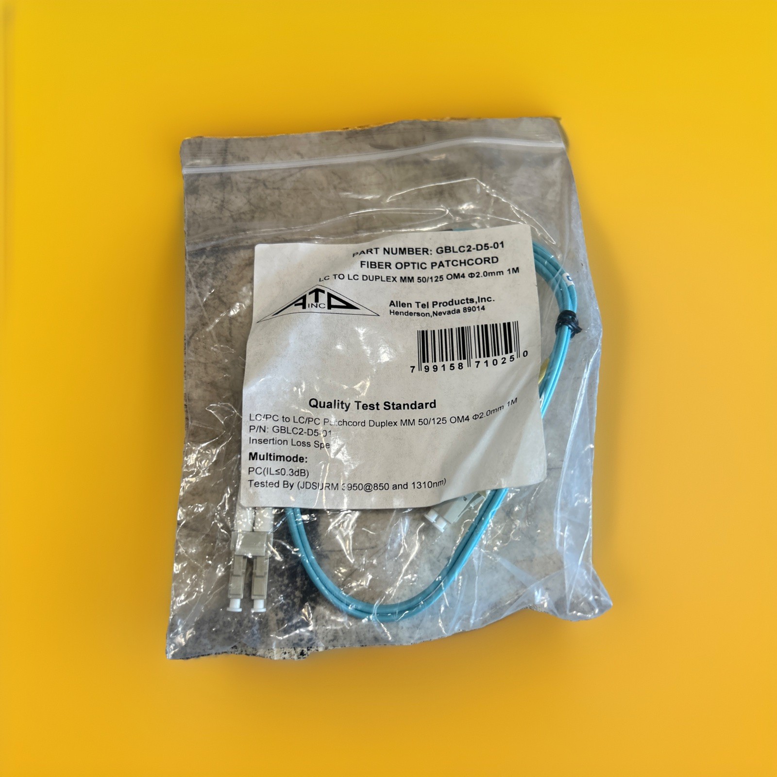 🔥(AN) ***QTY 2*** ATP GBLC2-D5-01 Fiber Optic Patch cord LC To LC