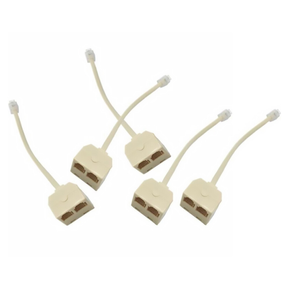 5 Pcs Telephone Cord Extension Adapter Landline Splitter Socket